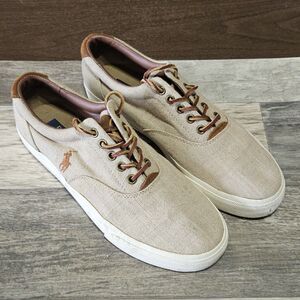 Polo Ralph Lauren Vaughn Canvas Khaki Brown Casual Shoes Sneakers Men's 9D